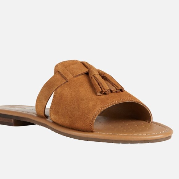 Geox mules slippers leather tassel suede brown - Picture 4 of 6